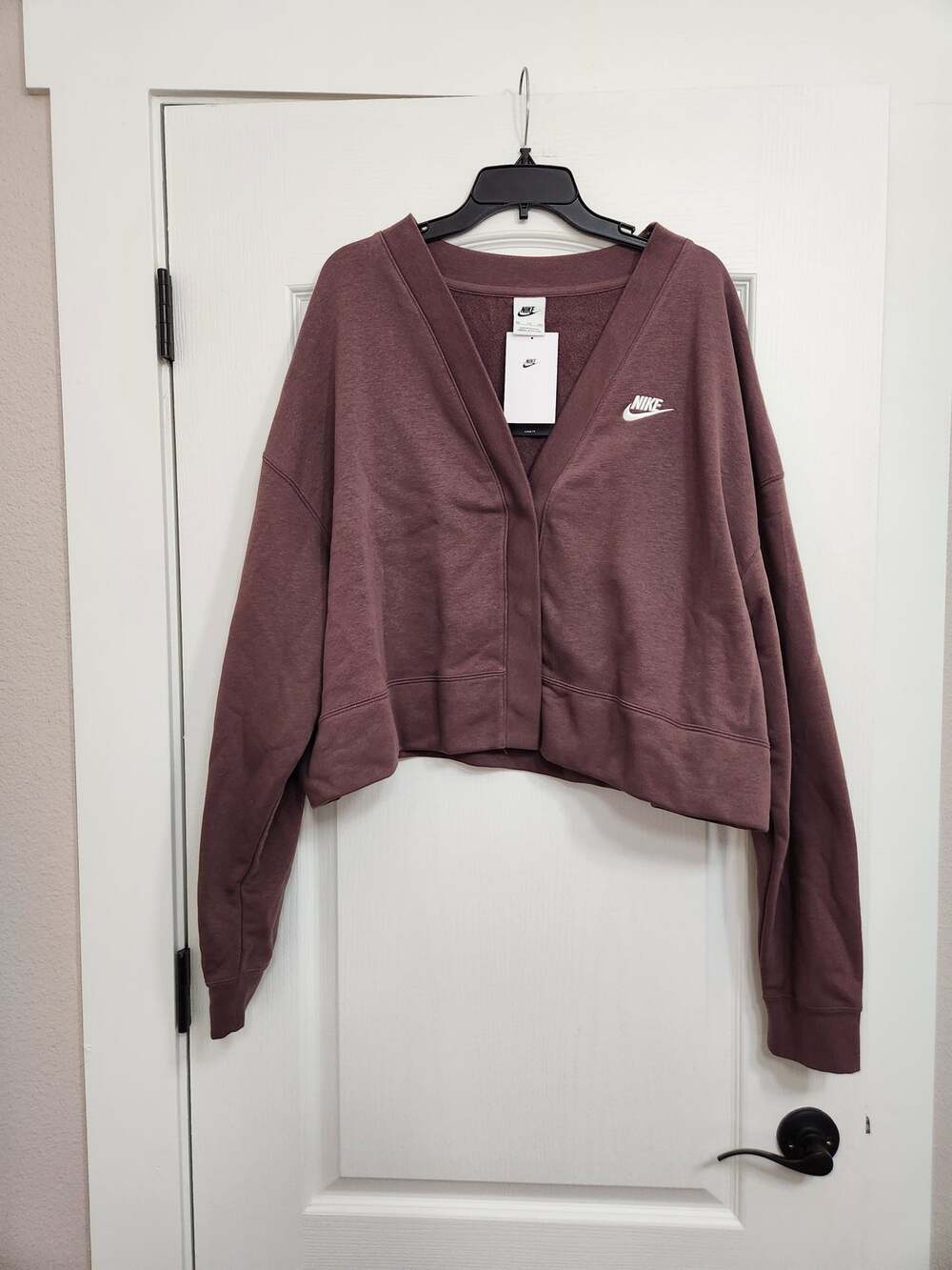NWT Women's Nike Cropped Fleece Cardigan Mauve size XXL